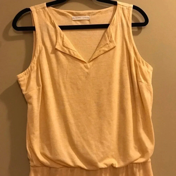Athleta Peach Orange Coral Linen Blend Sleeveless Vita Dress Women’s Size Small - Picture 3 of 12